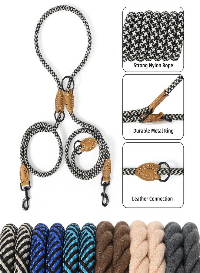 مايل هاي لايف طوق كلاب مزدوج من مايل هاي لايف - مزدوج، بدون استخدام اليدين، دوار 360 درجة، مصنوع من الجلد بتصميم أنيق - أسود كاكي، 8 أقدام - Image 5